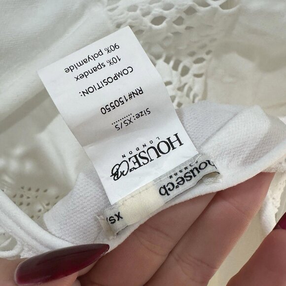 House of CB White Long Sleeve Alana Scoop‎ Stretch Knit Bodycon Mini Dress XS/S - Picture 10 of 11